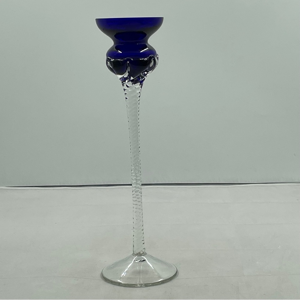 Vintage Cobalt Blue Handblown Candle Holder